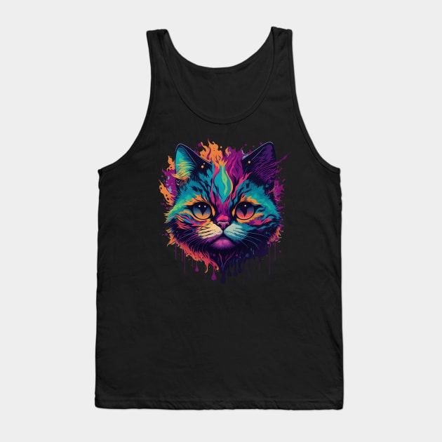 Psychedelic Cat Tank Top by SleepySoulArt